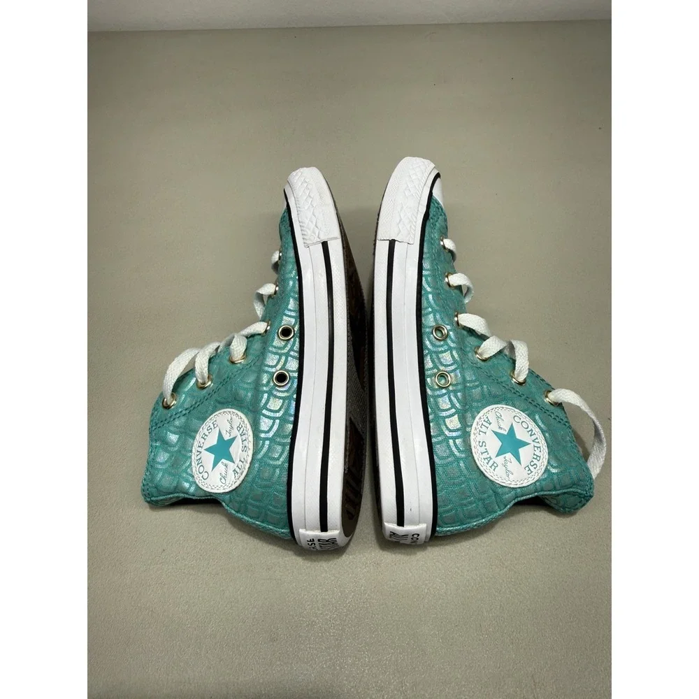 Youth Girls Converse Chuck Taylor All Star Aqua Mermaid High-Top Sneakers Sz 13